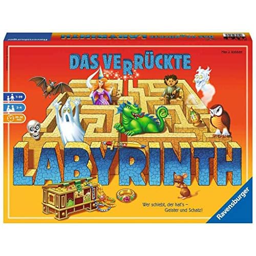 Ravensburger Familienspiel Das verrückte Labyrinth, Kinder- und Gesellschaftsspiel, für Kinder und Erwachsene, 2-4 Spieler, ab 7 Jahren