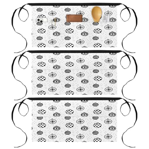 Demi-tablier pour cuisine et restaurant avec poches et motif de Noël