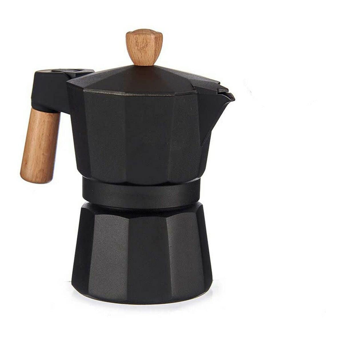 BigBuy Home Caffettiera Italiana Legno Alluminio 3 Tazze