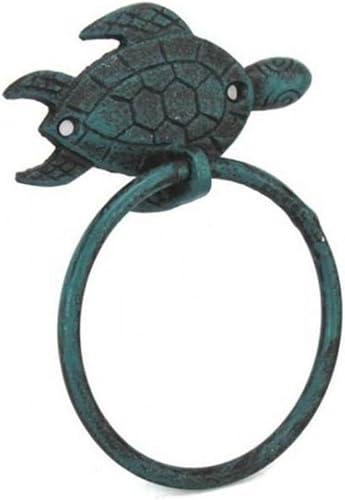 Miniatura 14 de Toallero de hierro fundido de plata antigua de 8.5 pulgadas - Decoración de conchas marinas - Decoración del hogar del mar Plata,Hierro fundido,Azul