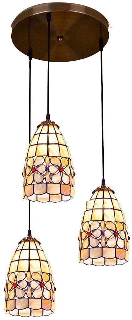 Lustre vintage anti-éblouissement en verre coloré coquillage pour un éclairage doux