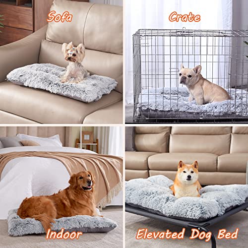 Eheyciga Fluffy Dog Crate Pad, Plush Faux Fur Dog Bed For Large Dogs, Calming Anti Anxiety Large Dog Bed For Crate, Washable Soft Warm Dog Crate Mat With Non-Slip Bottom #TOP5