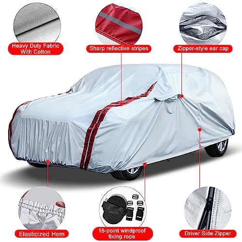 Image of Waterproof Car Covers Replace for 2011-2025 Jeep Grand Cherokee, 6 Layers All Weather Car Cover with Zipper Door & Windproof Bands for Snow Rain Dust Hail Protection