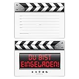 Einladungskarten Erwachsene Kinder Junge Mädchen Geburtstag 12 Stück Karten - Filmklappe Kino Einladung