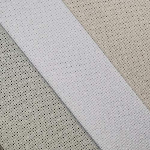 Image of KCS 3 pc of 12 inch x 18 inch 14CT Counted Cotton Aida Cloth Cross Stitch Fabric (Pearl Grey+White+Ecru)
