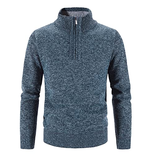 Générique Pull en Grosse Maille À Col Camionneur Pull-Over pour Homme avec col Droit Décontractée Chemise Tricotée à Demi-Zip Automne et Hiver Chaud...
