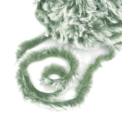 Image of NICEEC Faux Fur Yarn Super Soft, Chunky & Fluffy, Eyelash Yarn for Crochet & Knitting(Total Length 210yds /10.6oz) - Light Olive Green /300g