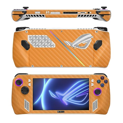Image of MightySkins Carbon Fiber Skin Compatible with Asus ROG Ally - Solid Orange | Protective, Durable Textured Carbon Fiber Finish | Easy to Apply