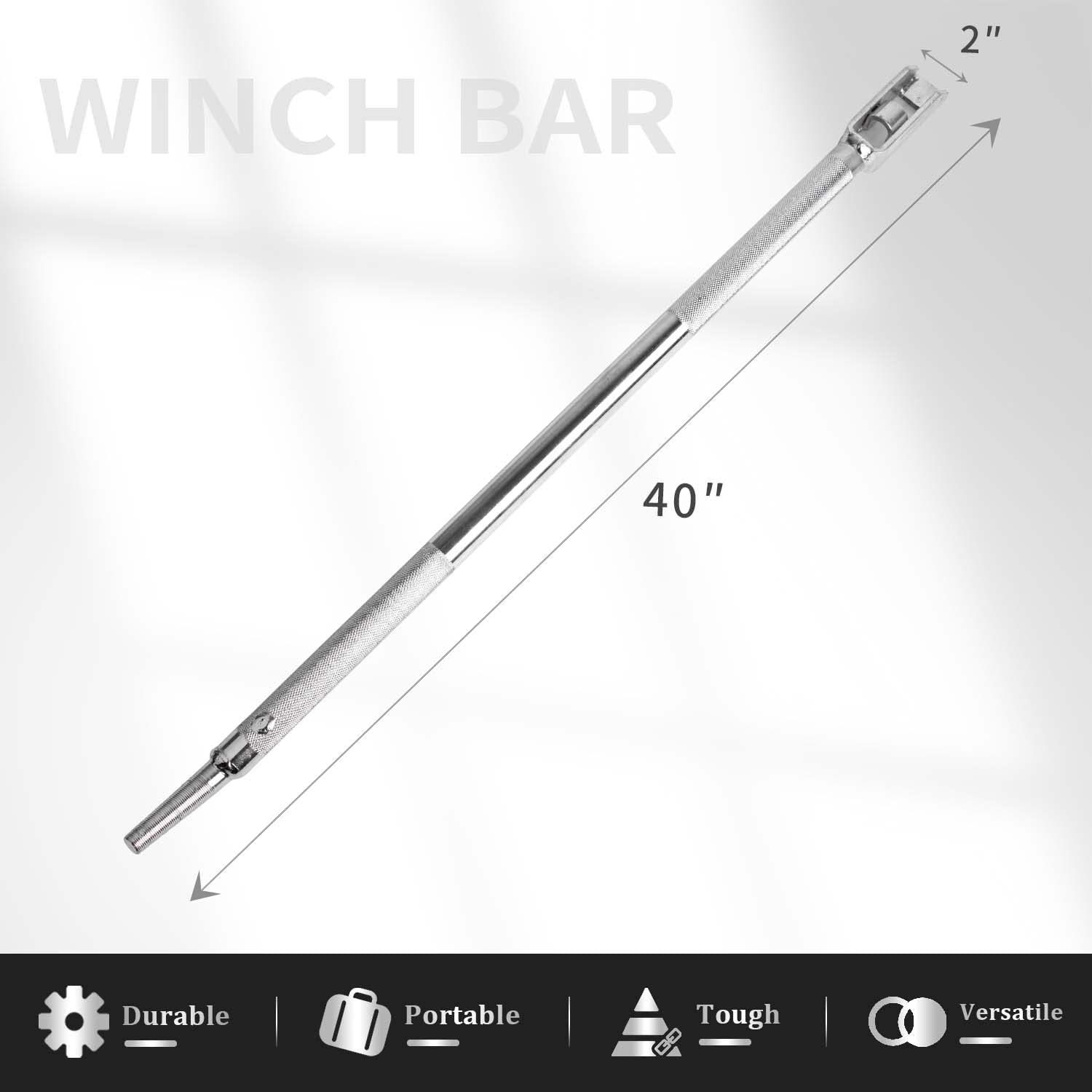 Iweshal Winch Bar, 1 Pack Combination Winch Bars with Square Head for Flatbed Trailer Winches and Trucks, Painted Combination Carbon-Steel Construction and No-Slip Handle Winch Bar (Silver)