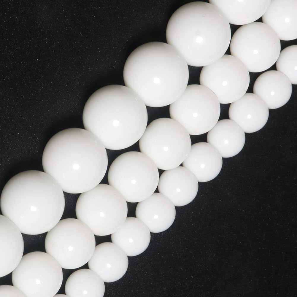 Yochus 35pcs White Tridacna Beads，10mm Healing Power Natural Stone Round Loose Beads for Jewelry Making Earring Necklace DIY Crafts - Image 9