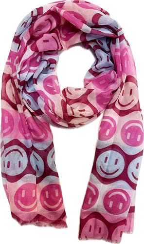 Pañuelo XL de seda sonriente para primavera, verano, otoño, entretiempo, degradado, sonrisa, estola, Rosa., 180 x 70 cm
