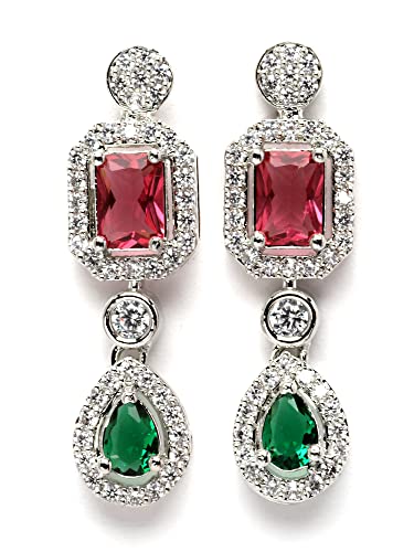 Image of Karatcart Silver Toned American Diamond Studded Jewellery Set for Women