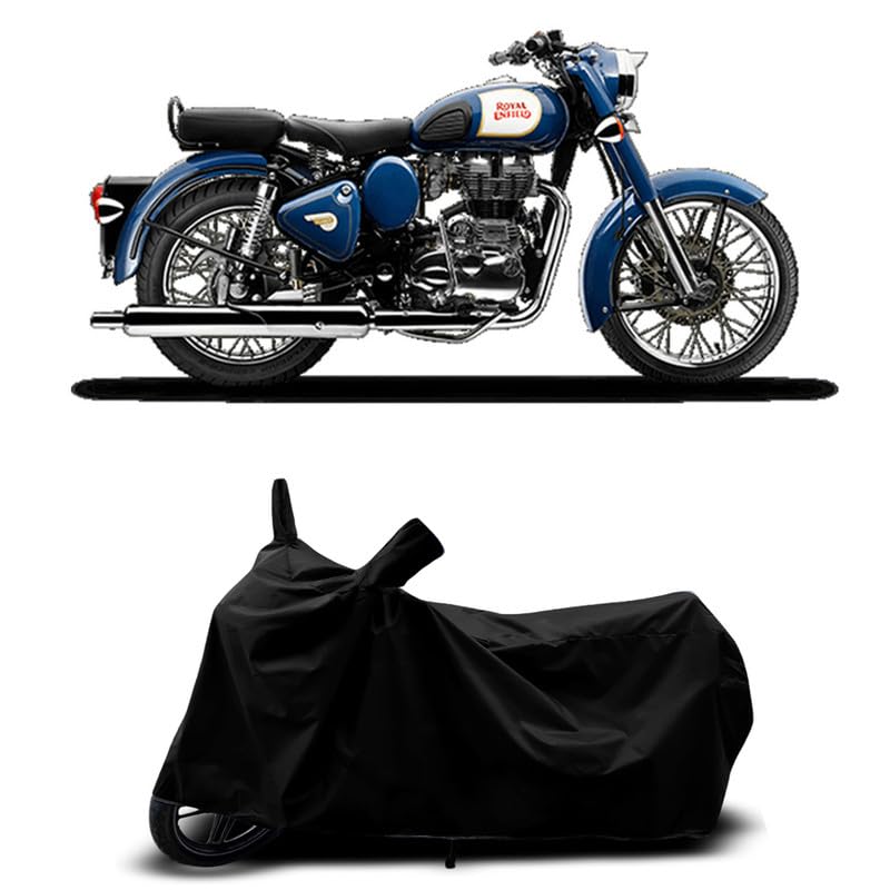 Image of DUFFEL-All Two Wheeler Bike /Scooty Body Cover Used for Royal Enfie Bullet 350 BS6 Heat Protectio /Water Resistance /UV-Rays /Birds Dropping /Scratchproof /Dust Proof /Waterproof All Variants [Black]