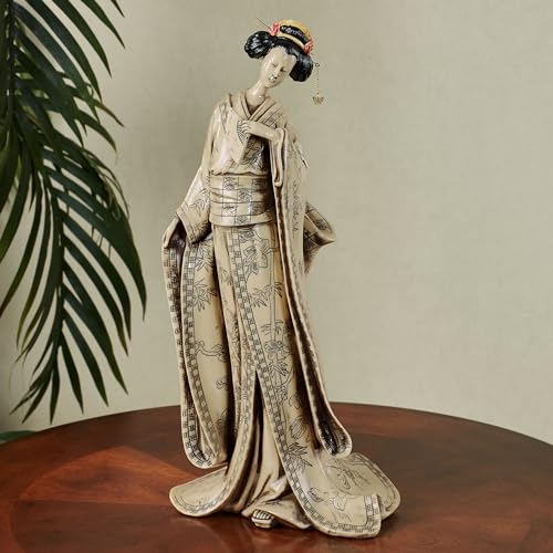 Figura Decorativa Geisha de Resina Beige y Negro 17.5 pulg miniatura 2