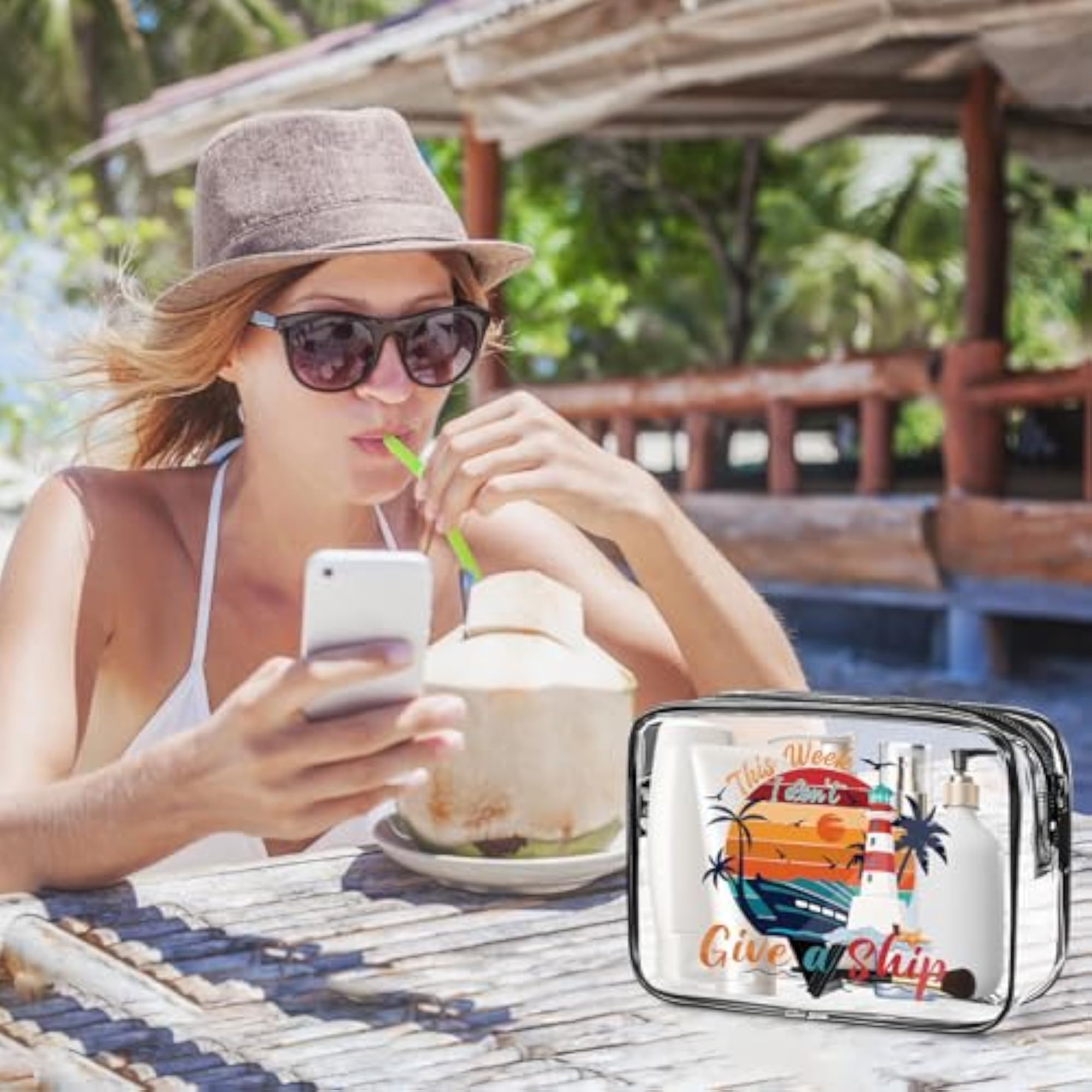 Cruise Ship Essentials Makeup Bag Set, 6Pcs Clear Bags