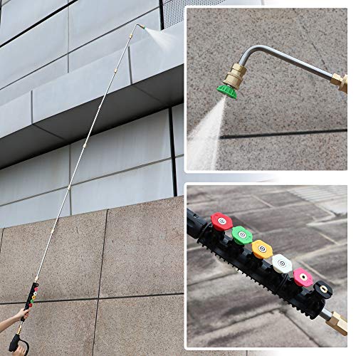 BEETRO Pressure Washer Extension Wands,9.53 ft Upgrade Replacement Lance, Power Washer Gutter Cleaning Tools with 30° and 90°Curved Rod,4000 PSI,9- Pack