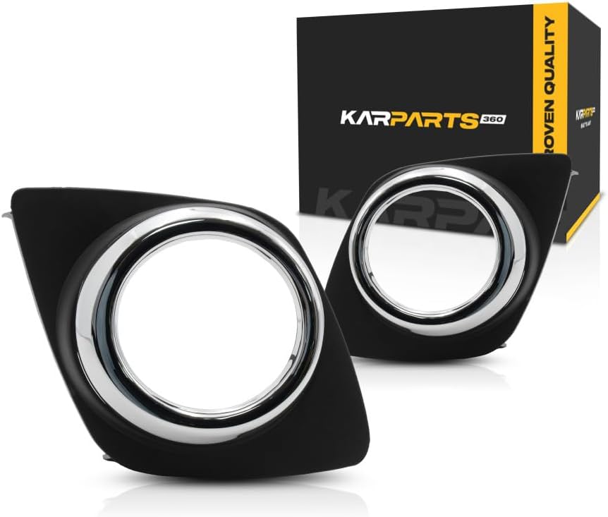 For Toyota RAV4 Fog Light Cover 2009 10 11 2012 Driver and Passenger Side Pair/Set | Black/Chrome | w/Fog Light Hole | Base/Sport Model | DOT Certified | TO1038129, TO1039129 | 521280R010, 521270R010