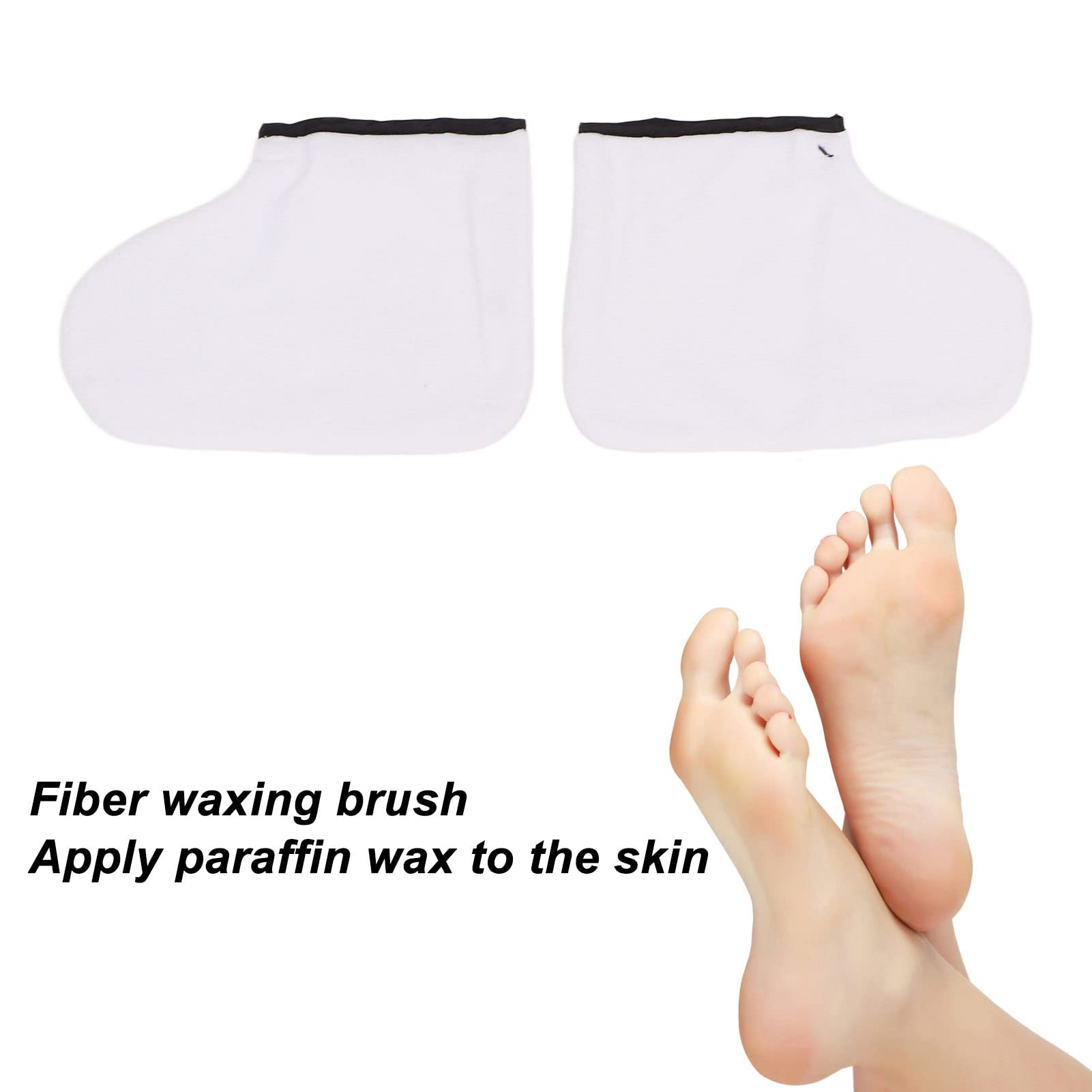 Juego de guantes de cera, juego de calcetines de guantes transparentes para el cuidado del spa, cepillo pequeño púrpura espátula blanca paño guante cubierta de pie conjunto de tratamiento de spa