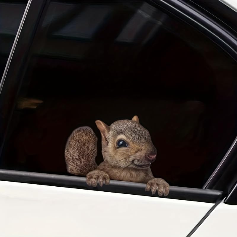 Image of 2pcs 3D Squirrel Car Window Decals - Cute Welcome Stickers for Cars, Motorcycles, Water Bottles, Walls, Racing Gear, Gift for Squirrel Lovers