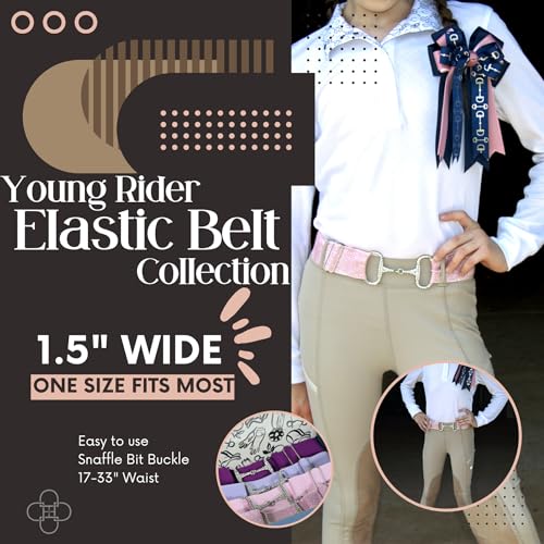 Kids 4pc Gift Set -1.5 inch Equestrian Belt for Horseback Riding with Rhinestone Silver Bit Buckle- pink, sparkling pink, lavender, fuchsia, girls, perfect for breeches2