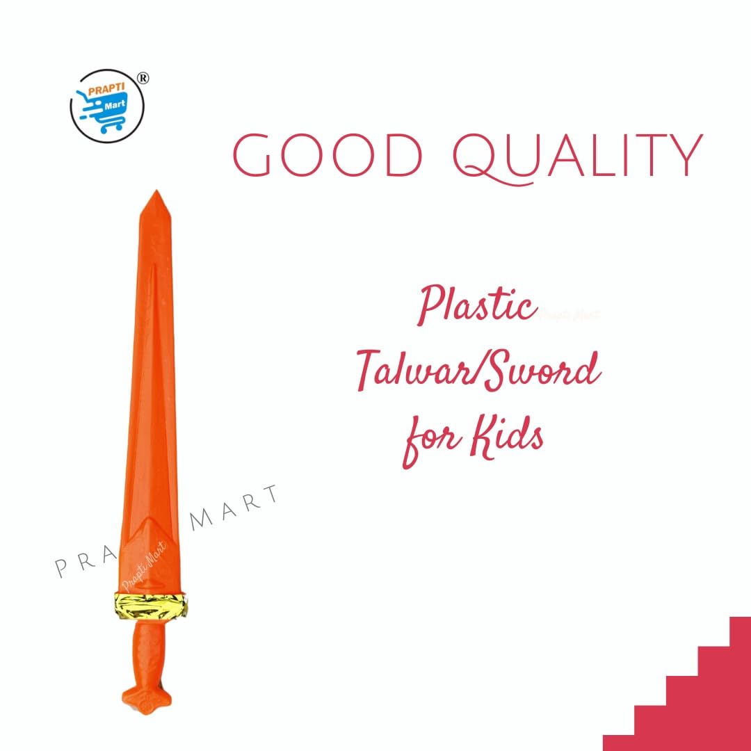 Prapti Mart Plastic Sword/Talwar for Kids | Action Weapon Role Play | Action Figure | Dushehra Ramleela Weapon | Colour Orange | H - 52 CM | Combo - 2 Pcs | Age - 2+ 4