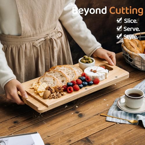Set para cortar pan con tabla de madera y cuchillo curvo miniatura 5