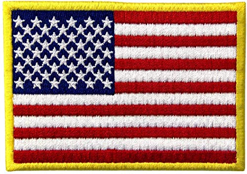 Écusson brodé drapeau américain premium broderie usa 1 pièce contour doré - 2