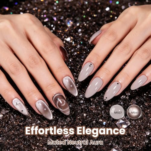 Image of Beetles Brown Taupe Gel Polish Set, Smoky Dark Brown Cat Eye Gel Polish