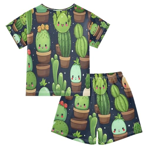 Cactus(37) Kids Pjs Set Boys Girls Summer Short-Sleeve Sleepwear Pajamas 2PCS2