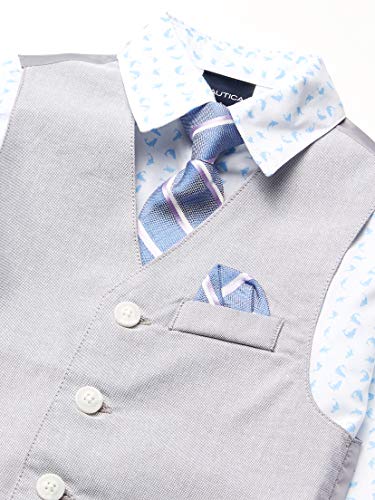 Image of Nautica Boys' 4-piece Formal Suit Set with Vest, Pants, Collared Dress Shirt, and Tie