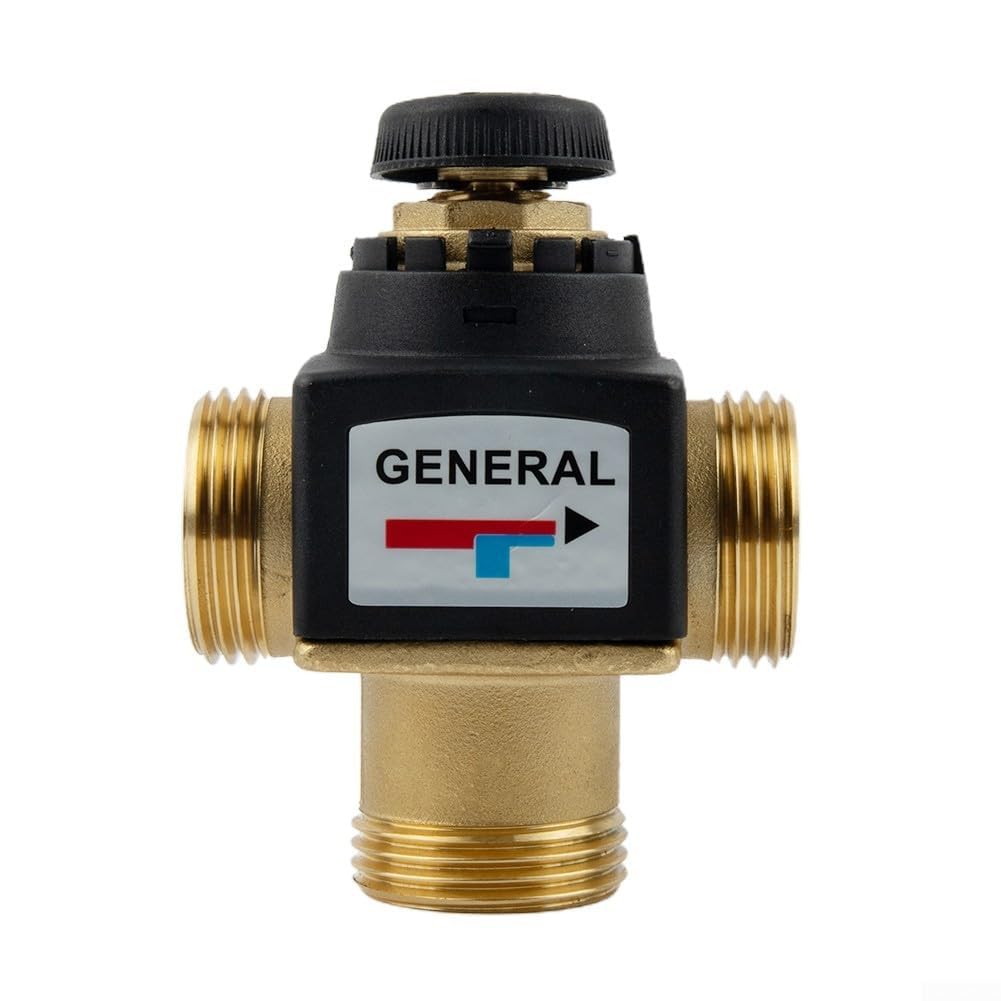 Valvola termostatica a 3 vie, 35-60 °C, corpo in ottone con filettatura maschio DN20 DN25 per elettrodomestici ad acqua calda o sistemi di riscaldamento a pavimento con spegnimento di sicurezza (DN25)