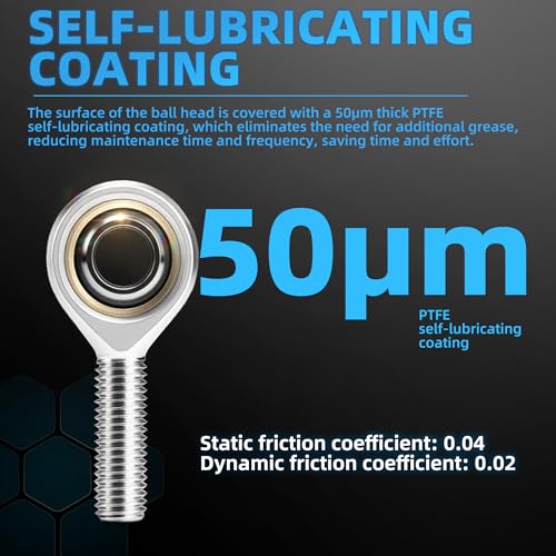 2 Stück 6 mm Gelenkkopf Gelenkkopflager,M6*1.0 Außengewinde Rechtsgewinde,Selbst-Schmierend Gelenklager,Uniball Kugelgelenk