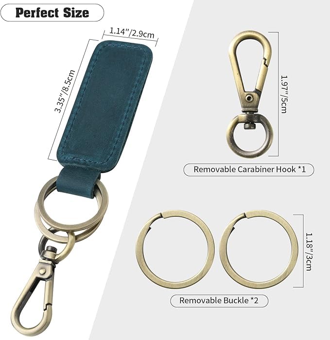 Image of Jack&Chris Genuine Leather Car Keychain, Universal Key Fob Keychain, Leather Key Chain Holder for Men and Women, JC306