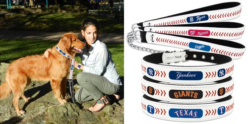 MLB New York Mets Classic Leather Baseball Dog Collar (Toy) - Thumbnail 2