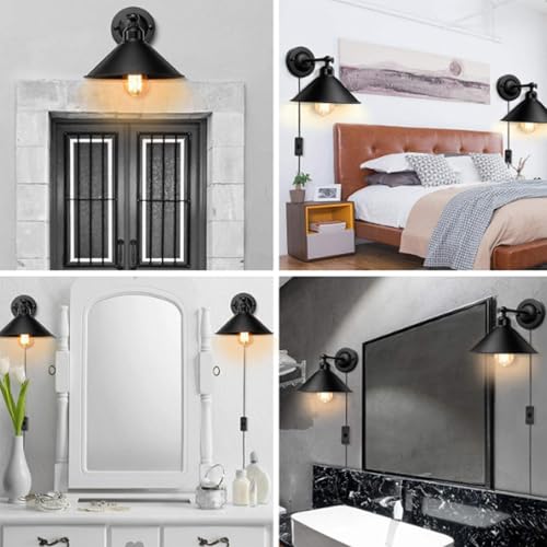 Aplique de pared LED moderno regulable de 240 grados con enchufe e interruptor para pasillo 6