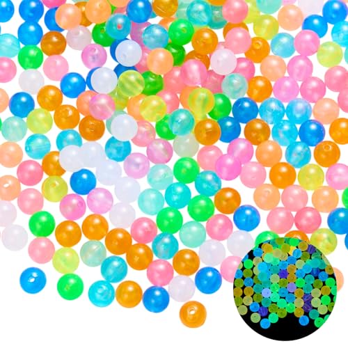 LEGENTLISUR 280-300 cuentas acrílicas que brillan en la oscuridad para hacer joyas, pequeñas cuentas de neón para pulseras, trenzas de pelo, collares