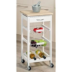 Kesper Keukenwagen, eiken, wit, 36 x 36 x 77 cm