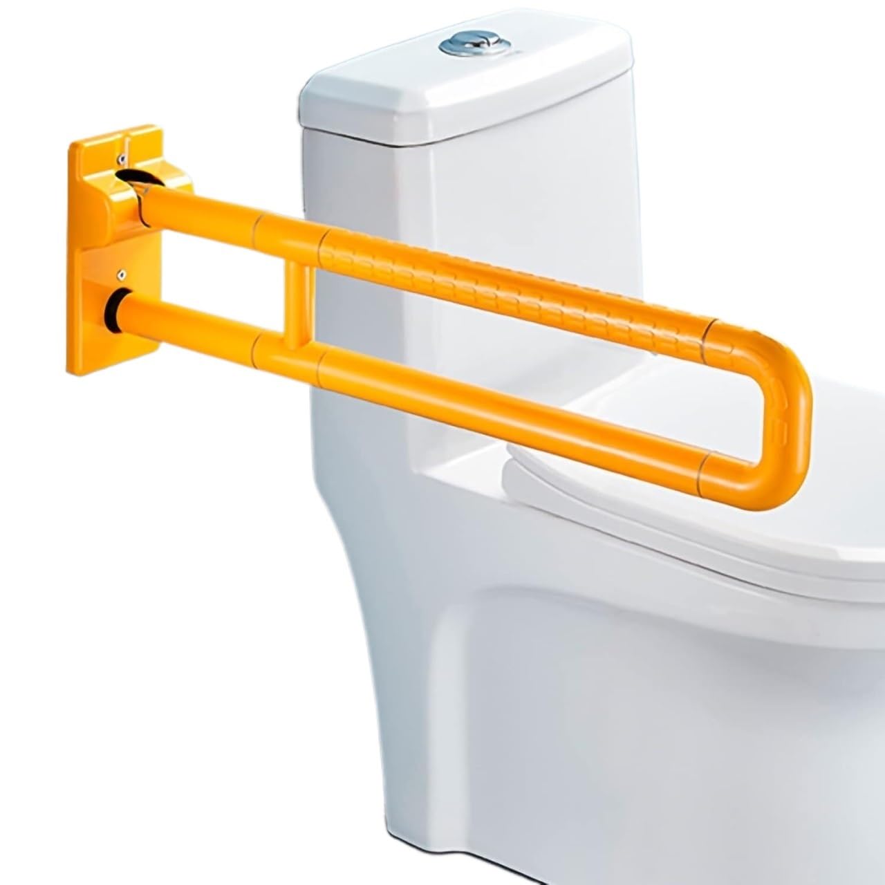 FKXSXAZ Wall Mounted Safety Support Rail, Toilet Grab Bar Folding 304 Stainless Steel White Yellow 60cm 70cm(Yellow,70cm)