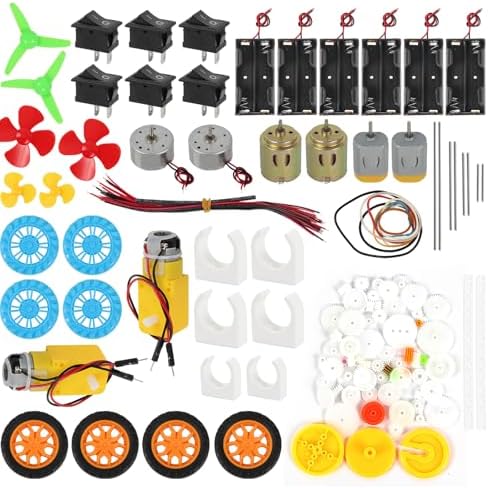 DC Motors Kit DIY Science Projects DC Motor Kit 3V-12V 25000RPM Mini Electric Hobby Motors with Plastic Gears, Battery Holder, Boat Rocker Switch, Shaft Propeller