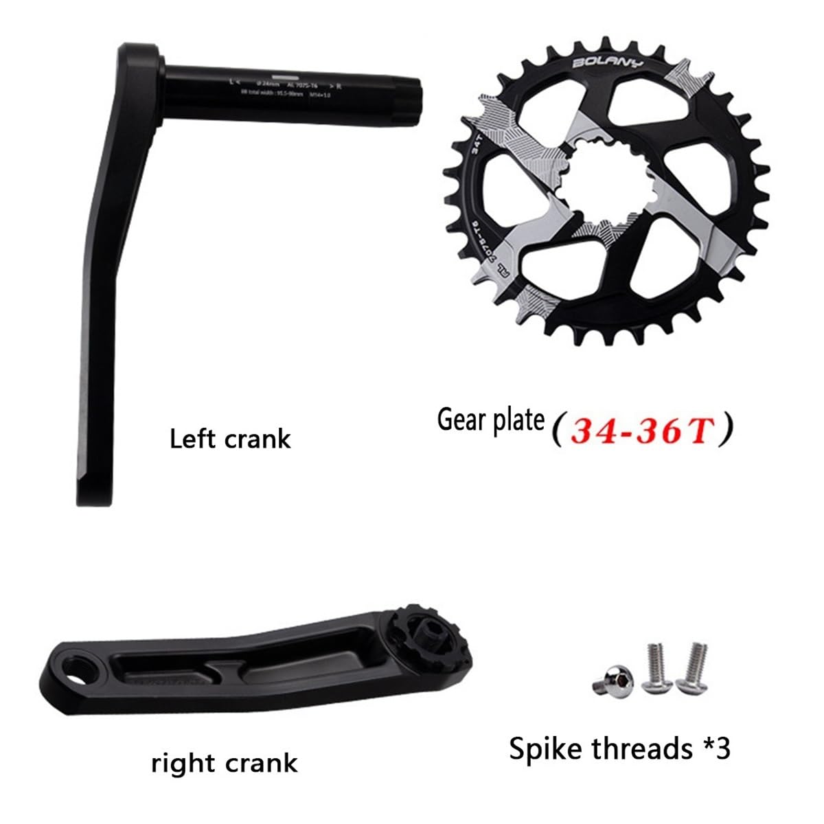 170 millimetri Mountain Bike Hollow Guarnitura Integrata In Lega di Alluminio Pedivella Set 34/36T Stretta Larga Singola Rotonda Corona Guarnitura Per 8/9/10/11/12 Velocità