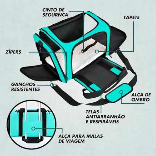 Bolsa Transporte Pet Ventilação em 4 lados Não Se Deforma Facilmente Bolsa Transporte Pet Avião com