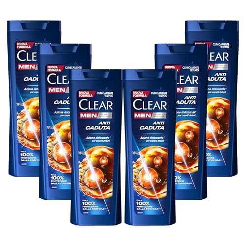 Clear Men Champú anticaspa para cabellos quebradizos Anticaída hasta un 100% de protección contra la caspa* 6x 360 ml