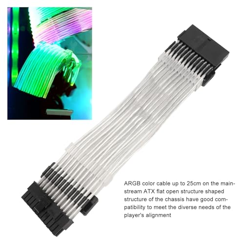 BONKZEBU ARGB PSU Cable de Extensión Dual LED Kit de Efectos de Iluminación de 360 ​​Grados para Caja de Computadora Modding TPE/Plata 9,8" (Negro) - imagen 3