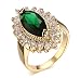 VNOX Womens Gold Plated Copper Marquise Shape Green Cubic Zirconia Ring for Wedding Promise Engagement