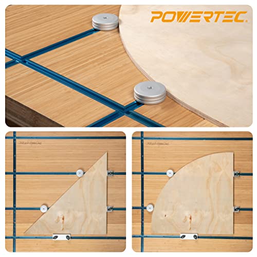 Image of POWERTEC 71669 Round T-Track Stop for Circular and Angle Work Pieces, T-Track Stop Block for Woodworking, Sanding, and Routing, 2PK