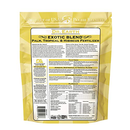 DR EARTH INC 756P Exotic Dr. Earth Exoitc Blend Palm, Tropical & Hibiscus Fertilizer 4lb, Natural