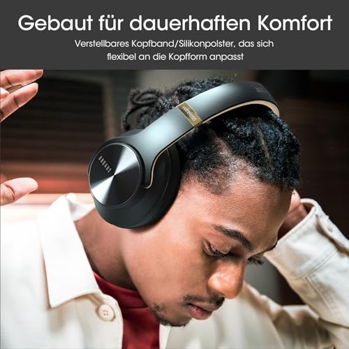 Bluetooth Kopfhörer Over Ear, Bis zu 90 Std Kabellose Kopfhörer mit 3 EQ-Modi, HiFi Stereo Faltbare Headset mit Mikrofon, weiche Ohrpolster für iPhone/ipad/Android/Laptops (Asphaltgrau) – Bild 5
