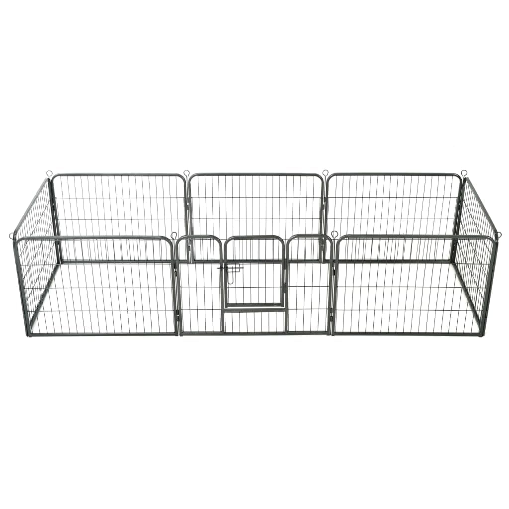 CHARMMA Dog Playpen Black Powder-Coated Steel,Dog Kennels & Runs-170572