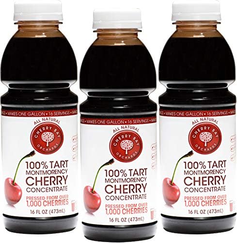 Cherry Bay Orchards Tart Cherry Concentrate - Three Pack 16 oz Bottles - All Natural Juice to Promote Healthy Sleep - Gluten Free, Natural Antioxidants, No Added Sugar or Preservatives