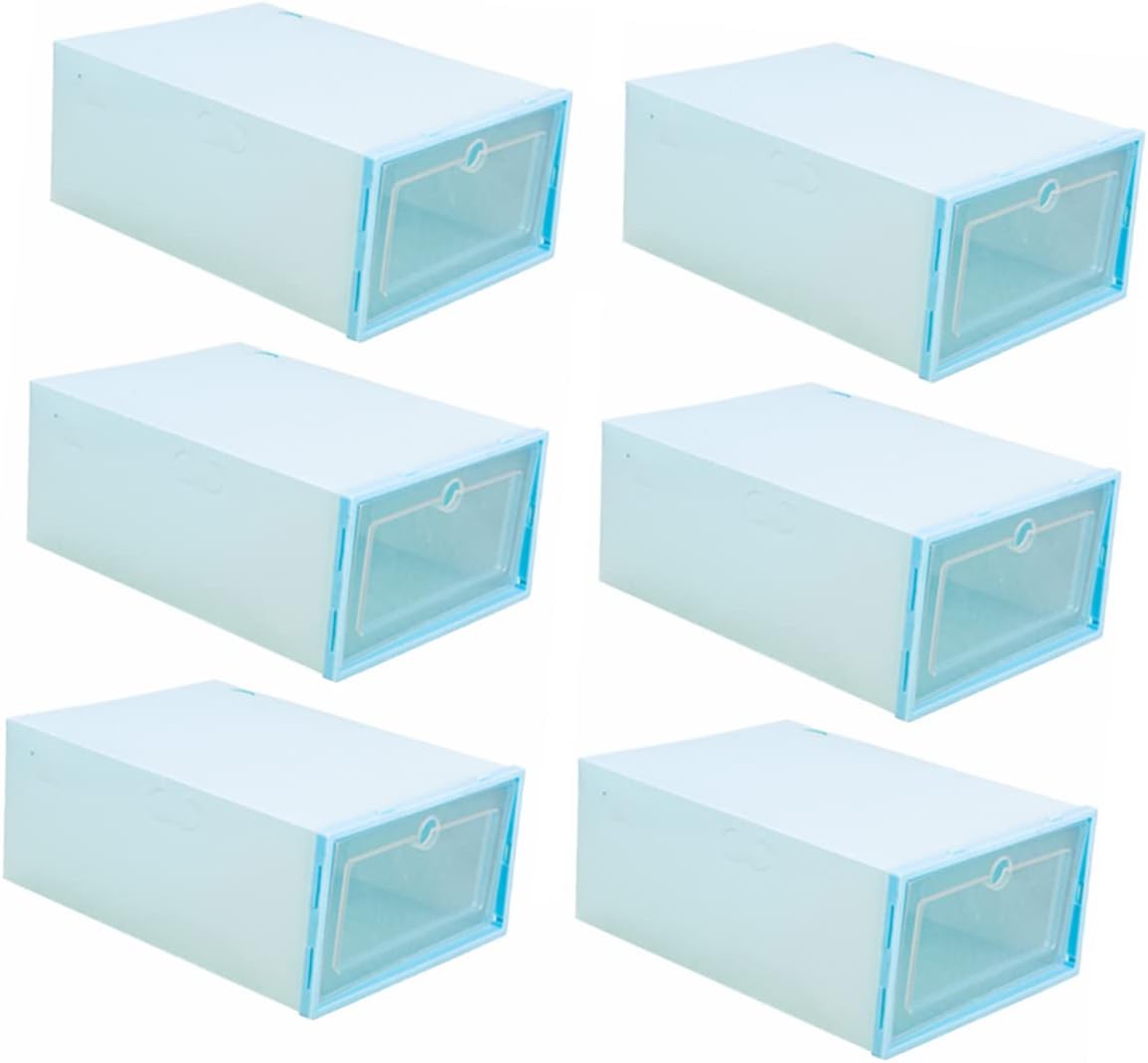 GLEAVI 6pcs Stackable Transparent Shoes Box Superimposed Shoes Organizer with Breathable Design for and Quick Access Material for Closet and Entryway